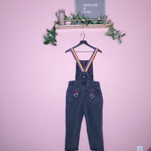 Lazer Kitten x Forever 21 Distressed Rainbow Overall Jeans - Picture 16 of 16
